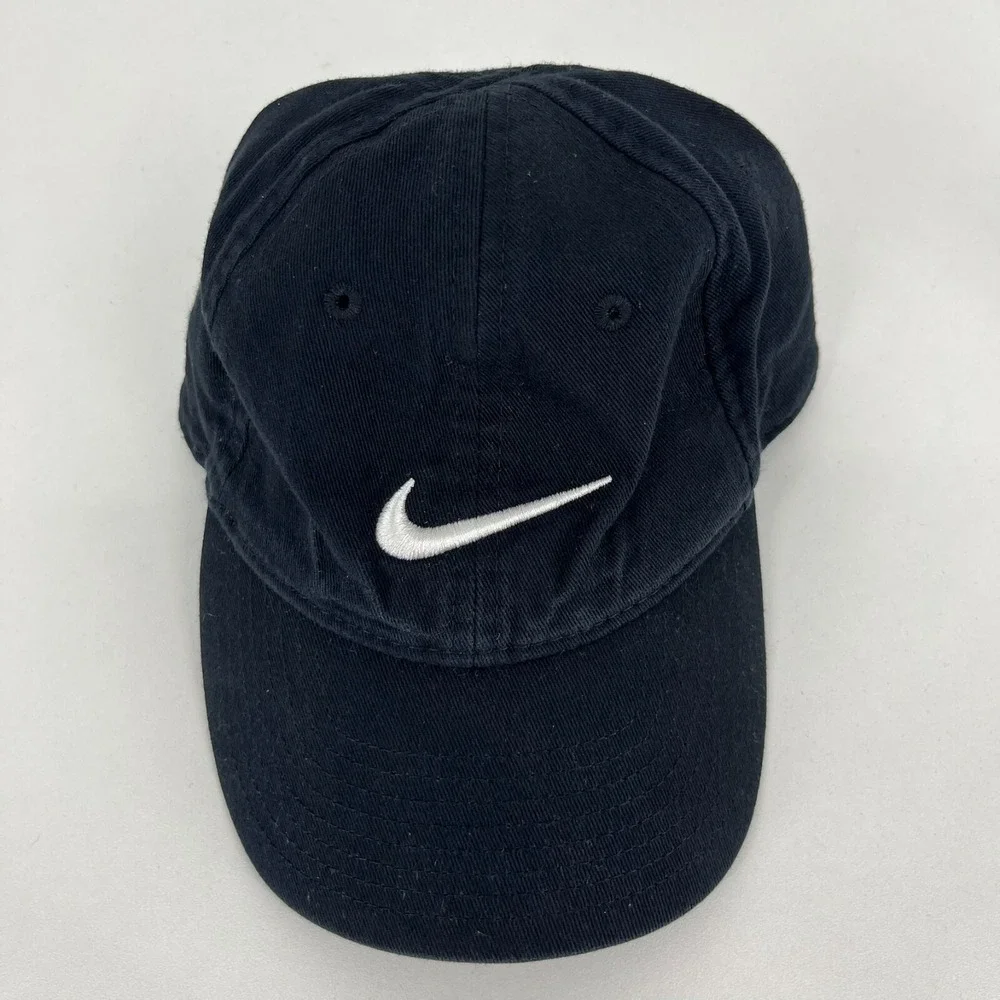 Nike Kids Black Swoosh Baseball Cap Adjustable Hat Size 4-7